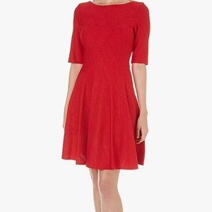 Julian Taylor solid red elbow sleeve fit & flare dress size 10